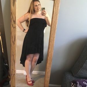 Black stretchy high-low ruffle dress